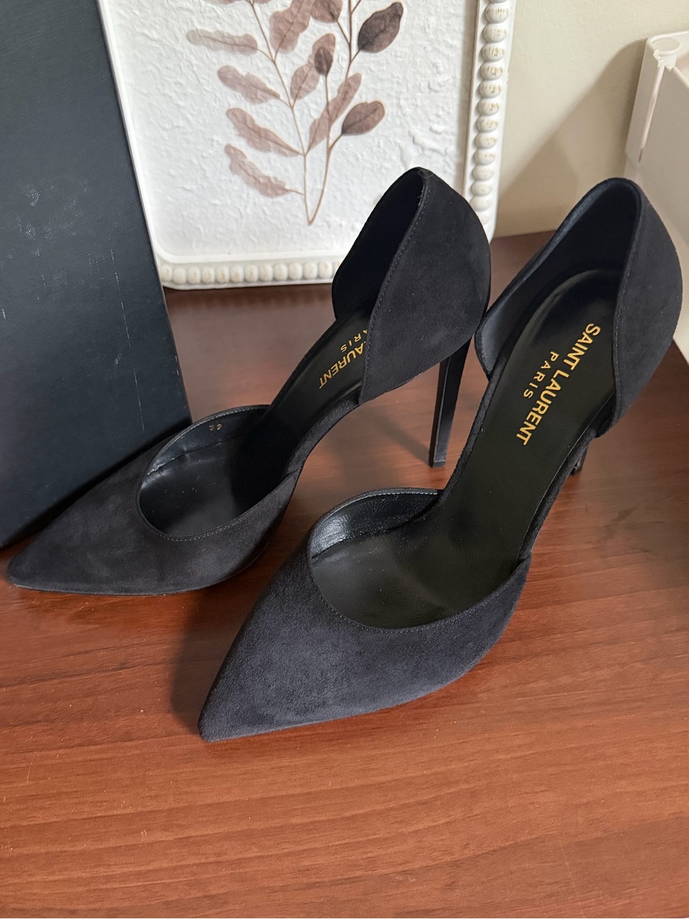 YSL Black Suede Pointed Stiletto Pumps